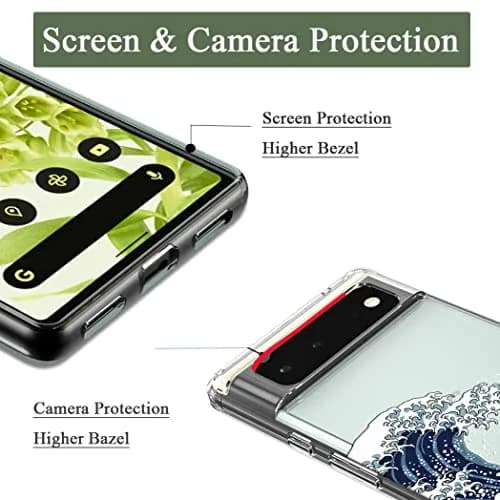 Unov Clear Pixel 6 Case with Great Wave Design | Slim TPU Protective Back Cover for Google Pixel 6 5G 6.4 inch thumbnail 2