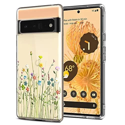 Unov Pixel 6 Pro Case Clear with Embossed Flower Bouquet Pattern | Slim Fit, Shockproof & Wireless Charging Compatible thumbnail 1