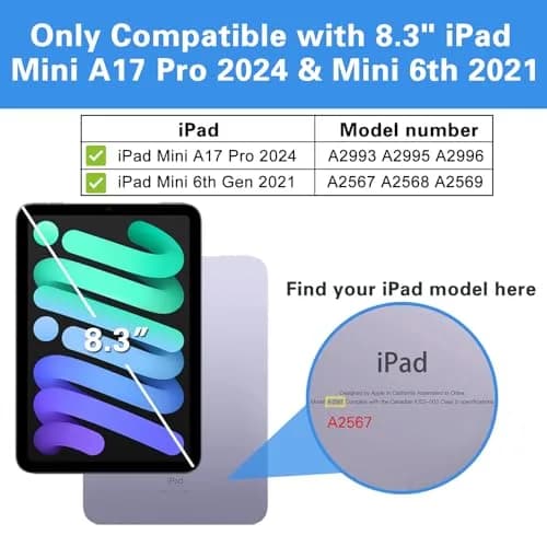 ProCase Smart Case for iPad mini 7 A17 Pro 2024/Mini 6 2021 8.3" - Navy | Slim, Protective & Supports Apple Pencil thumbnail 2