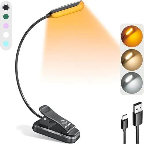 Glocusent Willow Book Light for Reading in Bed, 10 LED Bright Reading Light, 45g (1.4oz) | 3 Color Temps & 3 Brightness Levels thumbnail 1