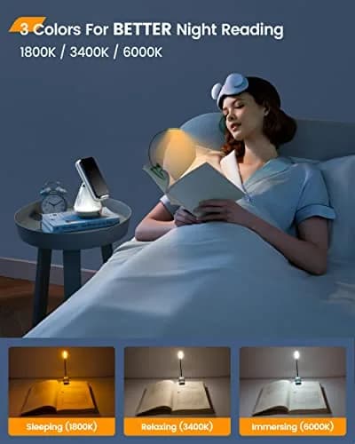 Glocusent Willow Book Light for Reading in Bed, 10 LED Bright Reading Light, Green thumbnail 3