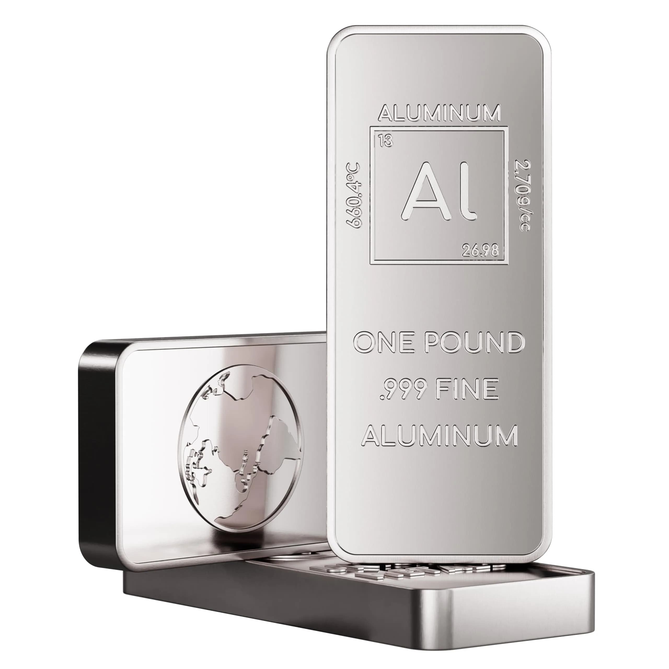 Unique Metals 1 Pound (454g) Aluminum Bar Bullion Paperweight | .999 Pure Element Design