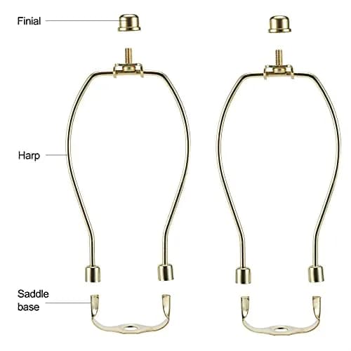 Saangseon Lamp Harp 9 Inch Polished Brass Kit (2 Sets) | Fits 3/8" Lamp Nipple thumbnail 3