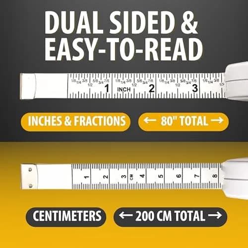 Perfect Measuring Tape - Premium Retractable Tailor’s Tape & Crafters Tape – 80" / 2m - Pocket Sized Fractional Inch & Metric Tape Measure for Fabric, Body, and Sewing Measurements thumbnail 3
