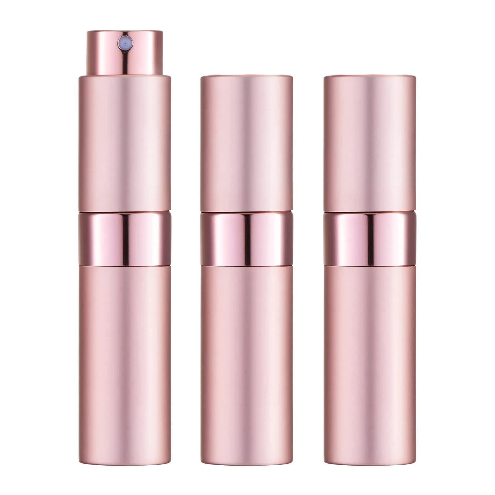 LISAPACK Refillable Perfume Atomizer Spray Bottle 8ml (0.27 Fl Oz) | Twist-Up Leak-Proof Travel Size — 3 Pink