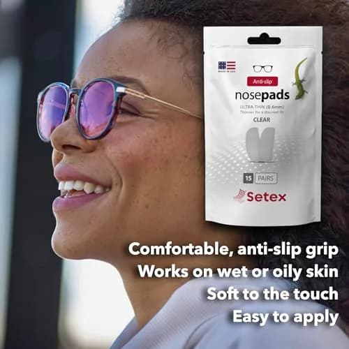 Setex Gecko Grip Thick 1.8mm Anti Slip Nose Pads for Glasses, 5 Pairs (10 Pads), Clear | Gecko-Inspired Microfiber Technology thumbnail 2