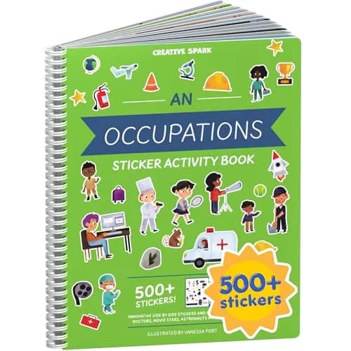 CUPKIN When I Grow Up Sticker Book & Coloring Pages, Occupations & Jobs, 12 Scenes & 12 Coloring Pages | Social Studies Kindergarten Activity Book — Occupations & Jobs