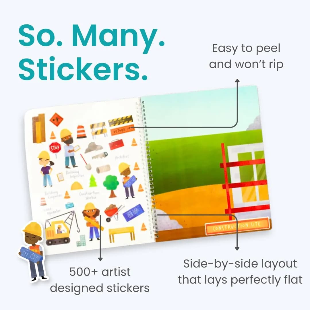 CUPKIN When I Grow Up Sticker Book & Coloring Pages, Occupations & Jobs, 12 Scenes & 12 Coloring Pages | Social Studies Kindergarten Activity Book thumbnail 2