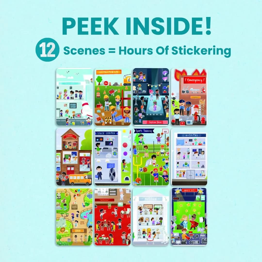 CUPKIN When I Grow Up Sticker Book & Coloring Pages, Occupations & Jobs, 12 Scenes & 12 Coloring Pages | Social Studies Kindergarten Activity Book thumbnail 5