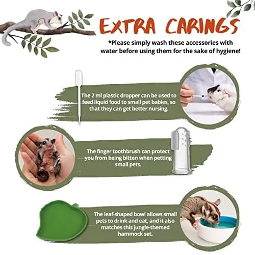 Fabmode 5Pcs Small Animal Hammock Set with Accessories | 26.9 cm (10.7 in) Hanging Cage Hideout thumbnail 5