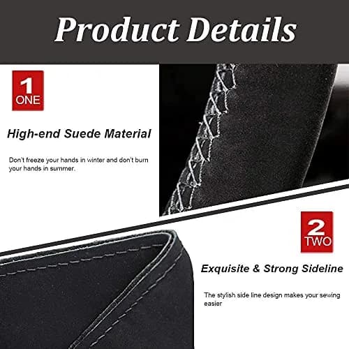 AUTOXBERT Suede Leather Steering Wheel Cover 38cm (15 inch) | DIY Hand-Sewn Grip for Enhanced Control thumbnail 3