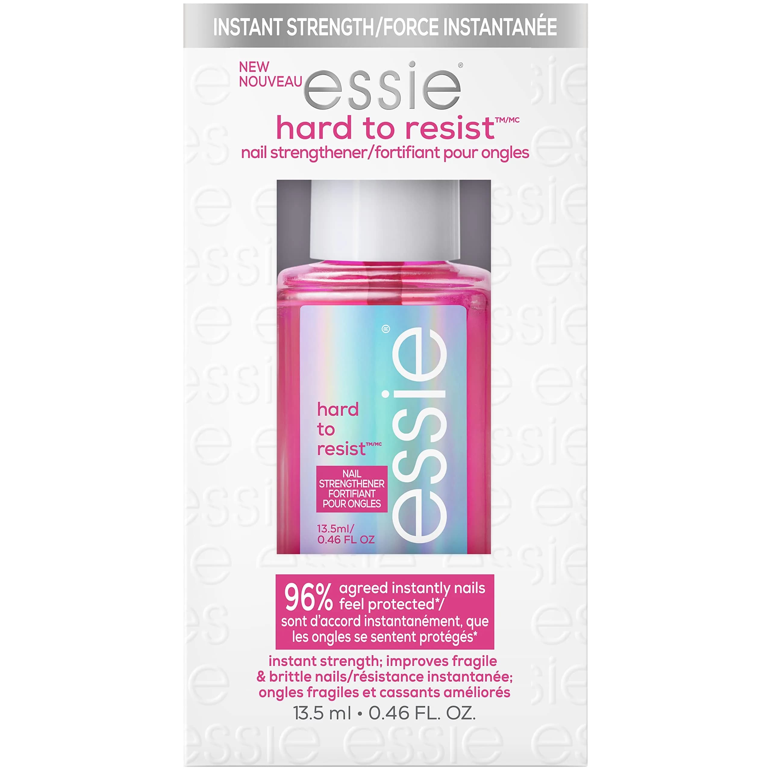 essie Hard To Resist Nail Strengthener Glow & Shine Pink Tint 13.5ml (0.46 fl oz) | Vegan Formula for Stronger, Less Brittle Nails - main product image
