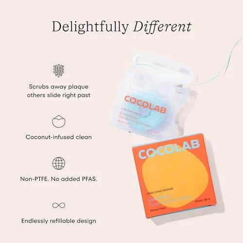Cocofloss Expanding Woven Dental Floss by Cocolab, Orange Scent, 99 Foot (29.9m) | Dentist-Designed for Superior Plaque Removal thumbnail 2