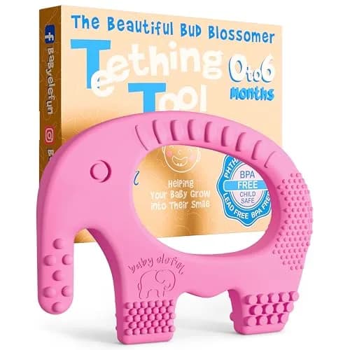 Baby Elefun Pink Elephant Teether Toy 1.2 oz (34 g) | Pediatric Dentist Designed thumbnail 1