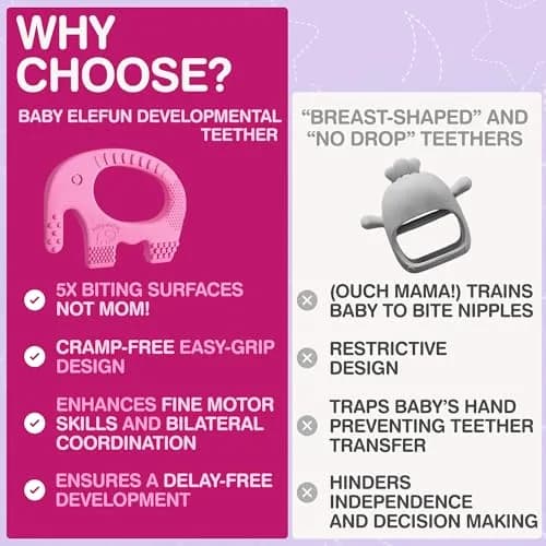Baby Elefun Pink Elephant Teether Toy 1.2 oz (34 g) | Pediatric Dentist Designed thumbnail 3