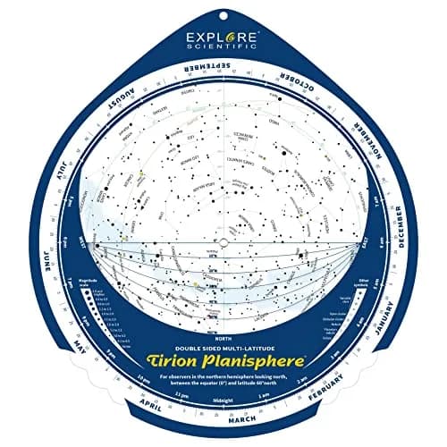 Explore Scientific Double-Sided Multi-Latitude Planisphere Star Map for Astronomy | Northern Hemisphere Sky Guide thumbnail 1