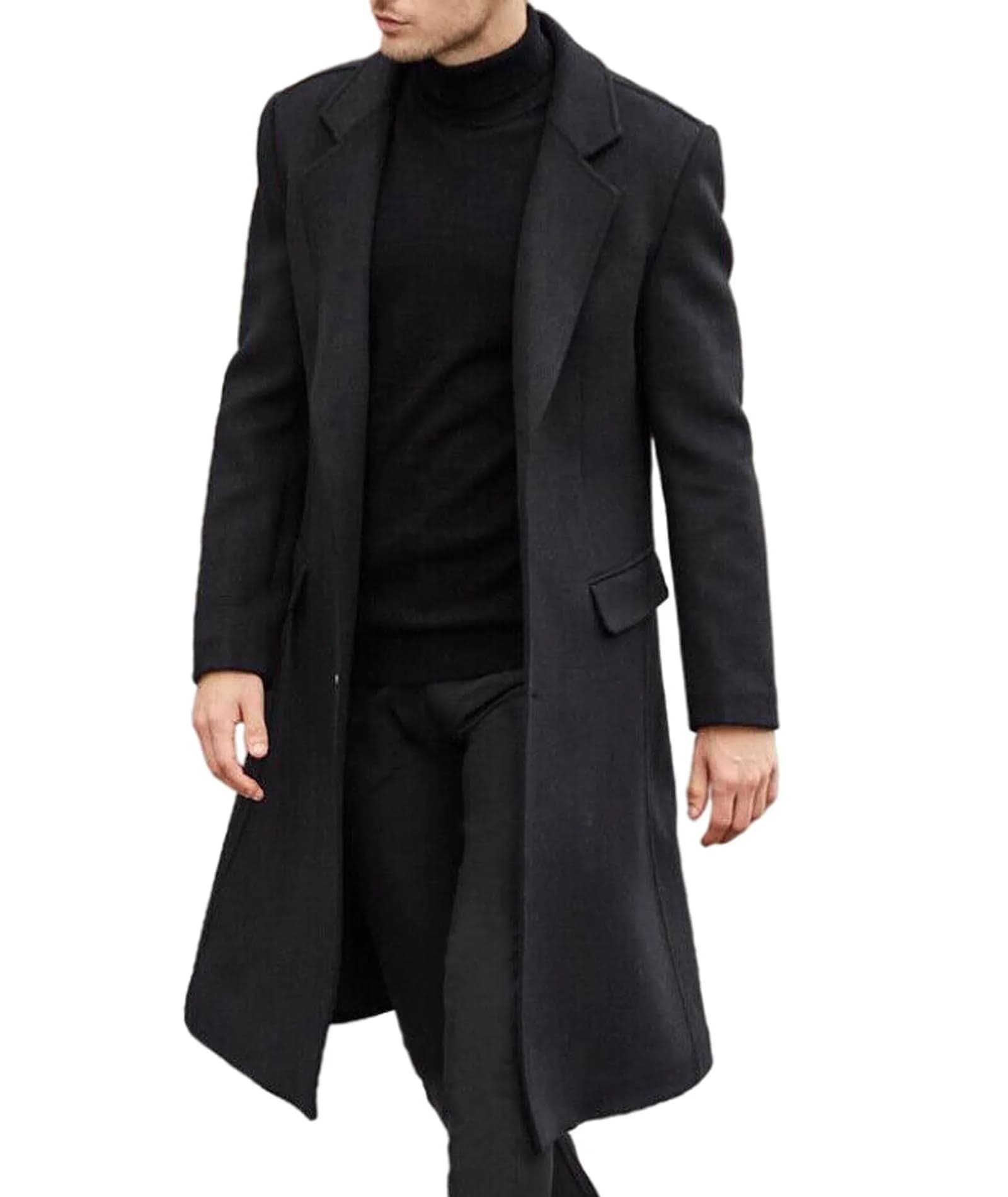 SOMTHRON Men's Casual Trench Coat Slim Fit Notched Collar Long Jacket Overcoat 3XL | Elegant Winter Outerwear