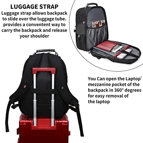 SHRRADOO Extra Large Travel Laptop Backpack for Men, Work College Backpacks | 50L Capacity, Fits 17 Inch Laptops, Water-Resistant thumbnail 4