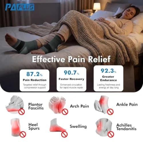 PAPLUS Compression Socks with Arch Support for Plantar Fasciitis, 6 Pairs (Large) thumbnail 2