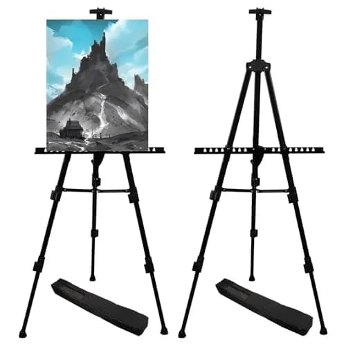 RRFTOK 72 Inch Metal Easel Stand for Painting Canvas | Double Layer, Adjustable Height, Sturdy Metal Construction thumbnail 1