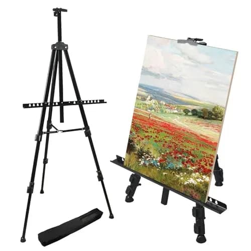 RRFTOK 72 Inch Metal Easel Stand for Painting Canvas | Double Layer, Adjustable Height, Sturdy Metal Construction thumbnail 4