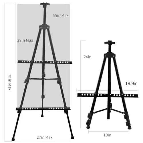 RRFTOK 72 Inch Metal Easel Stand for Painting Canvas | Double Layer, Adjustable Height, Sturdy Metal Construction thumbnail 5