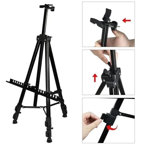 RRFTOK 72 Inch Metal Easel Stand for Painting Canvas | Double Layer, Adjustable Height, Sturdy Metal Construction thumbnail 7