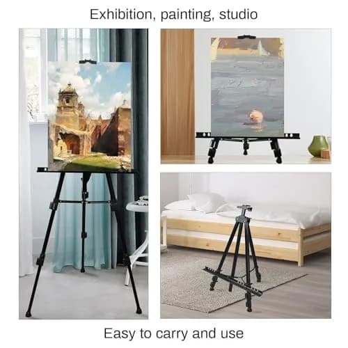 RRFTOK 72 Inch Metal Easel Stand for Painting Canvas | Double Layer, Adjustable Height, Sturdy Metal Construction thumbnail 8