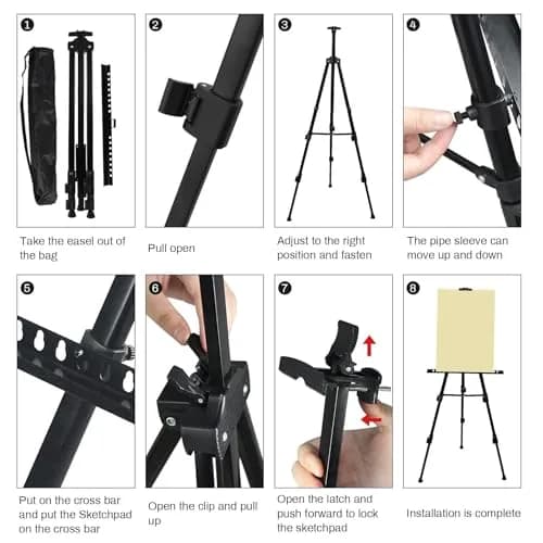 RRFTOK 72 Inch Metal Easel Stand for Painting Canvas | Double Layer, Adjustable Height, Sturdy Metal Construction thumbnail 9