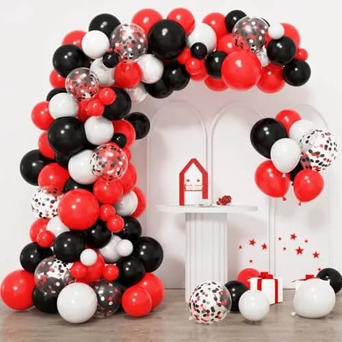 RUBFAC Red Black White Balloon Arch Kit 129pcs | Assorted Colors Party Decorations thumbnail 1
