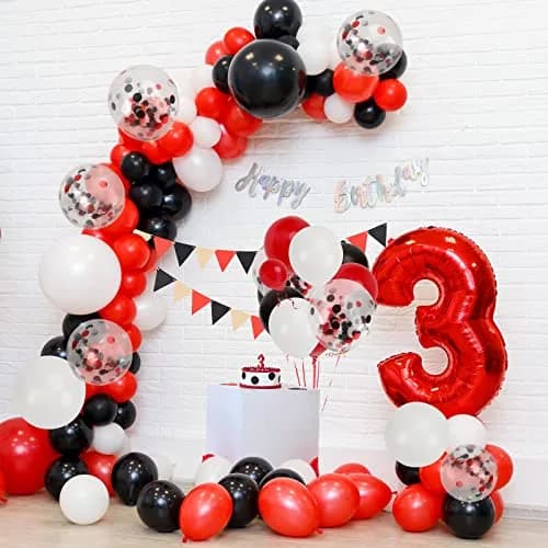 RUBFAC Red Black White Balloon Arch Kit 129pcs | Assorted Colors Party Decorations thumbnail 6