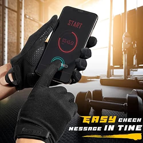 FREETOO Full-Finger Workout Gloves for Men, Padded Gym Gloves with Grip, Size Large | Breathable & Stretchable thumbnail 5