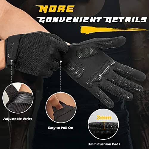 FREETOO Full-Finger Workout Gloves for Men, Padded Gym Gloves with Grip, Size Large | Breathable & Stretchable thumbnail 2
