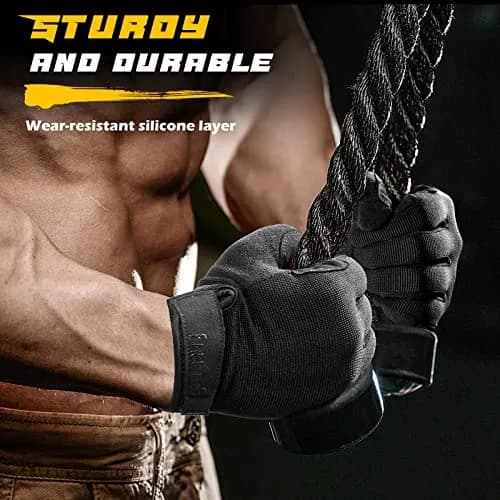 FREETOO Full-Finger Workout Gloves for Men, Padded Gym Gloves with Grip, Size Large | Breathable & Stretchable thumbnail 3