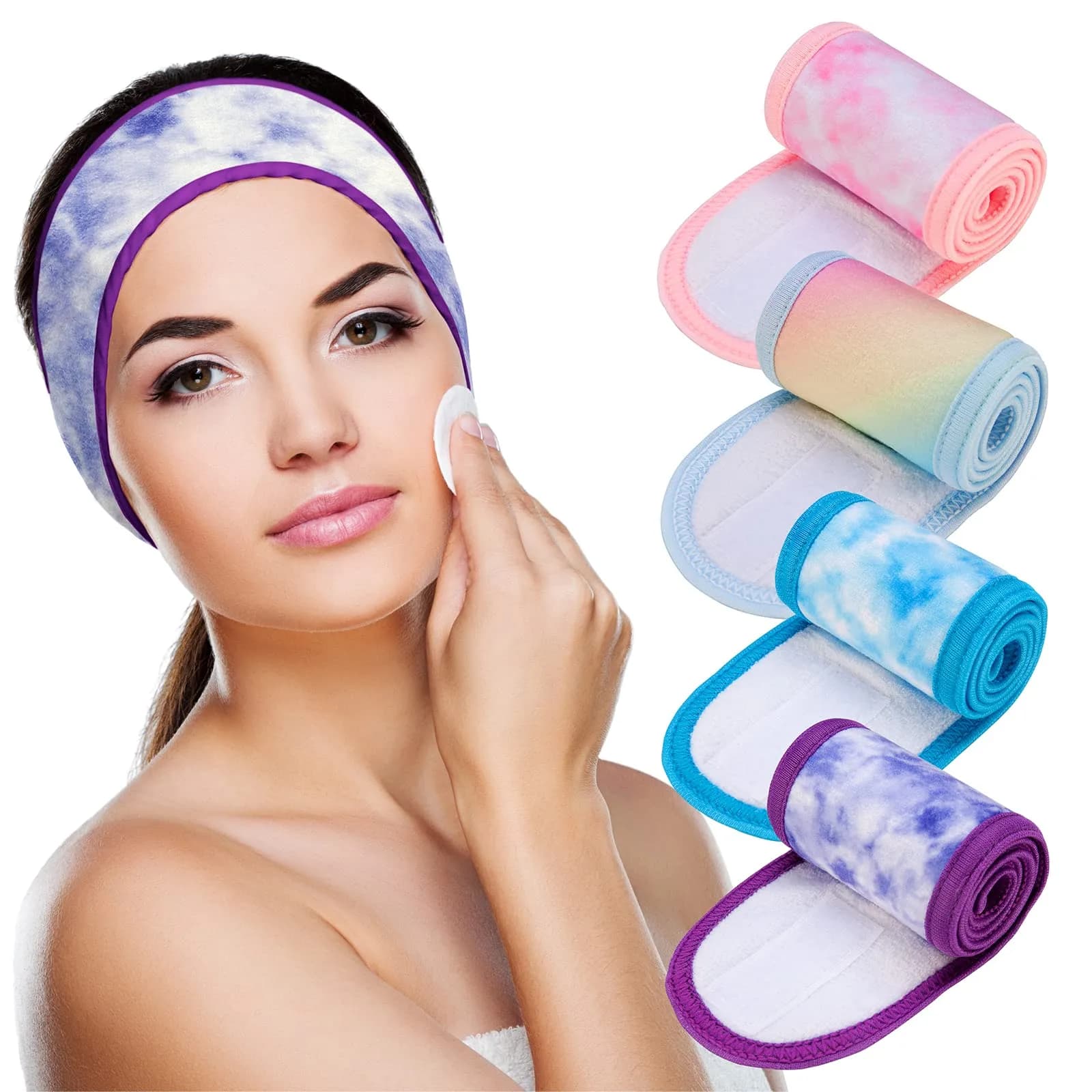 Denfany Soft Terry Cloth Spa Headband | Adjustable & Absorbent for Face Washing, Yoga, Makeup Removal