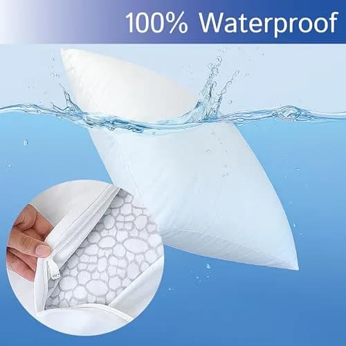 Four Seasons Essentials Euro Size Pillow Protectors (Set of 2) 66x66 cm (26x26 Inch) | Waterproof Hypoallergenic Zippered Encasement thumbnail 4