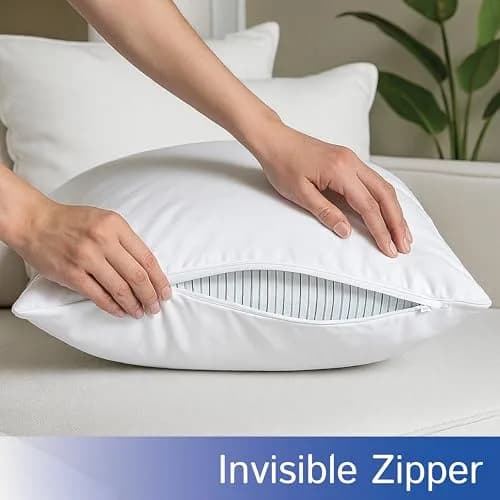 Four Seasons Essentials Euro Size Pillow Protectors (Set of 2) 66x66 cm (26x26 Inch) | Waterproof Hypoallergenic Zippered Encasement thumbnail 5
