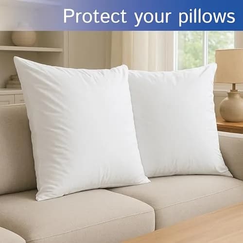 Four Seasons Essentials Euro Size Pillow Protectors (Set of 2) 66x66 cm (26x26 Inch) | Waterproof Hypoallergenic Zippered Encasement thumbnail 2