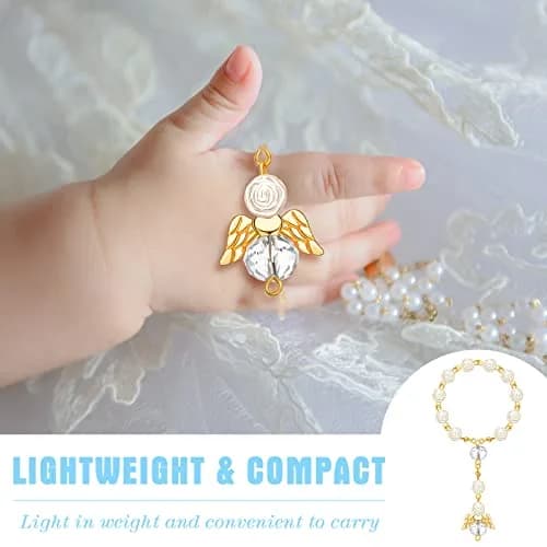 MTLEE 100 Pcs Baptism Rosary Set with Gift Boxes, Organza Bags & Thank You Cards | Gold thumbnail 5