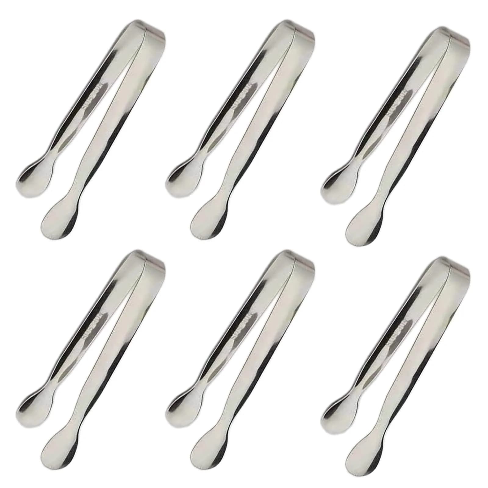 Sunenlyst Mini Sugar Tongs Set of 6 | 10.8 cm (4.25 Inch) Stainless Steel Kitchen Utensils - main product image