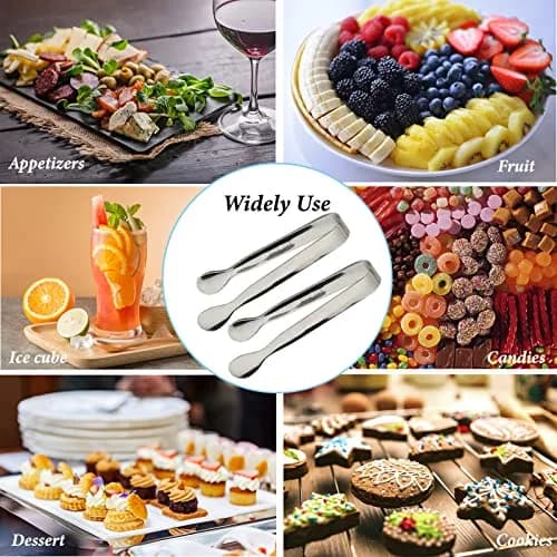Sunenlyst Mini Sugar Tongs Set of 6 | 10.8 cm (4.25 Inch) Stainless Steel Kitchen Utensils thumbnail 7