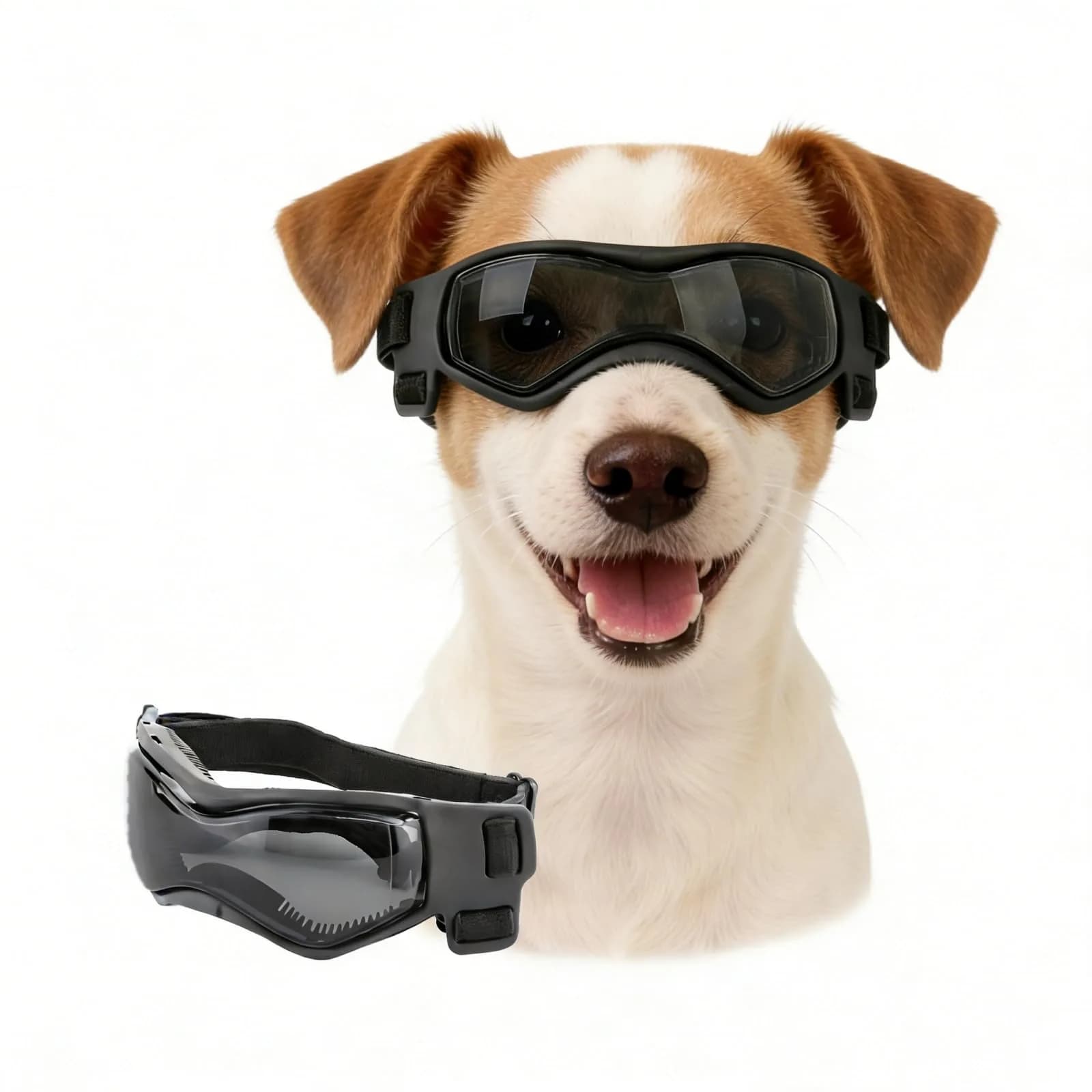 Enjoying Gloss Pink Dog Goggles for Medium Breeds | UV Protection, Windproof & Adjustable — Stylish Black