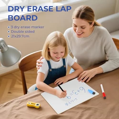 Nicpro 12 x 16 inches Double Sided Dry Erase Lap Board with 3 Pens | Portable Learning Whiteboard for Students thumbnail 7