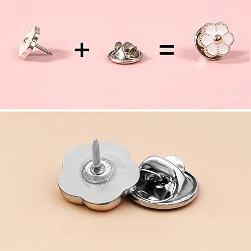 LWQYHTT Women Shirt Brooch Pins 10-13mm | No Sew Enamel Black & White, Reusable, 20 Set thumbnail 5