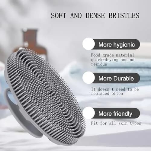 INNERNEED Food-Grade Silicone Body Scrubber Shower Brush Gray | Gentle Exfoliation for All Skin Types thumbnail 4