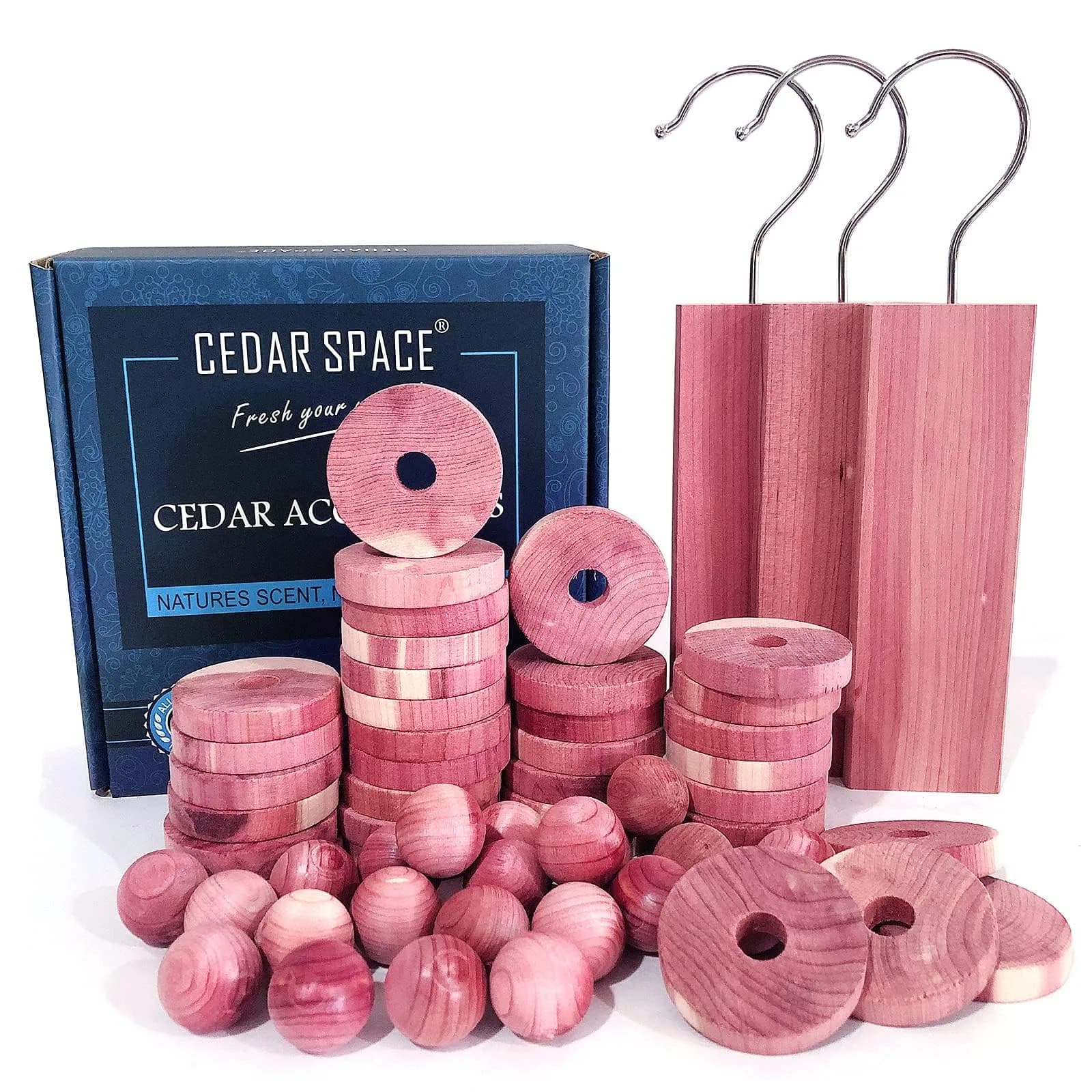 Cedar Space Cedar Blocks for Clothes Storage, 60 PCS | Natural Cedar Wood for Moth Protection