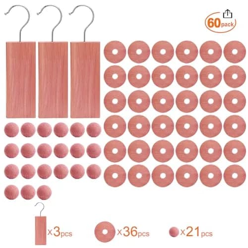 Cedar Space Cedar Blocks for Clothes Storage, 60 PCS | Natural Cedar Wood for Moth Protection thumbnail 2
