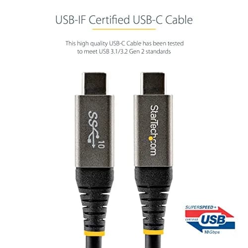 StarTech 1m USB-C Cable 10Gbps 100W | Thunderbolt Compatible, 8K DisplayPort thumbnail 2