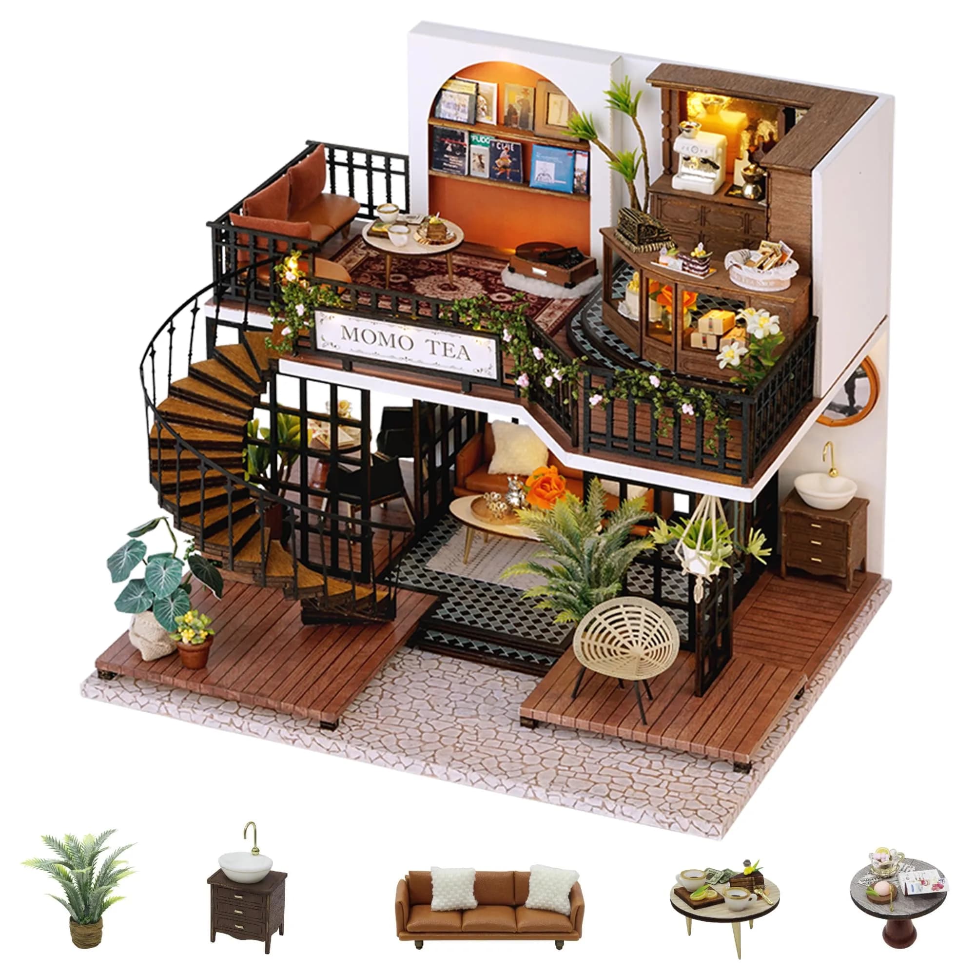 Flever Dollhouse Miniature DIY House Kit 8.7x7.5x7.2 inches | Creative Room with Furniture for Romantic Artwork Gift - main product image