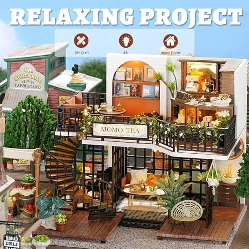 Flever Dollhouse Miniature DIY House Kit 8.7x7.5x7.2 inches | Creative Room with Furniture for Romantic Artwork Gift thumbnail 8